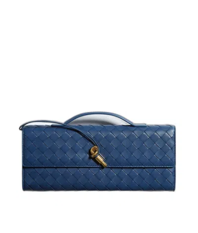 Bottega Veneta Blue Venezia Andiamo Long Intreccio Leather Clutch