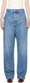 Bottega Veneta Blue Vintage Indigo Cargo Denim Jeans In 4715 Mid Blue