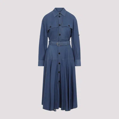 BOTTEGA VENETA BLUE FLARED SHIRT DRESS