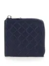 Bottega Veneta Blue Wallet With All-over Intreccio Motif In Leather Man In Multicolor