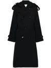 Bottega Veneta Double-breasted Trench Coat In Blue