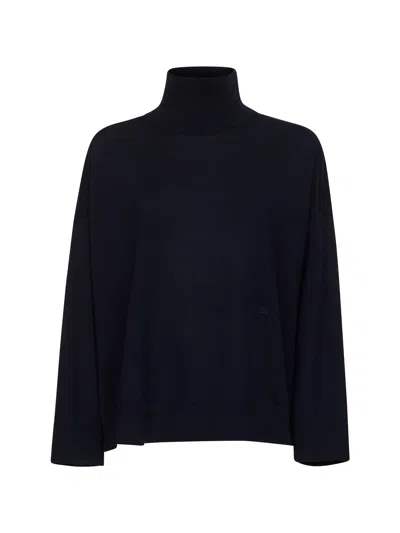 Bottega Veneta Blue Wool Embroidered Turtleneck Sweater