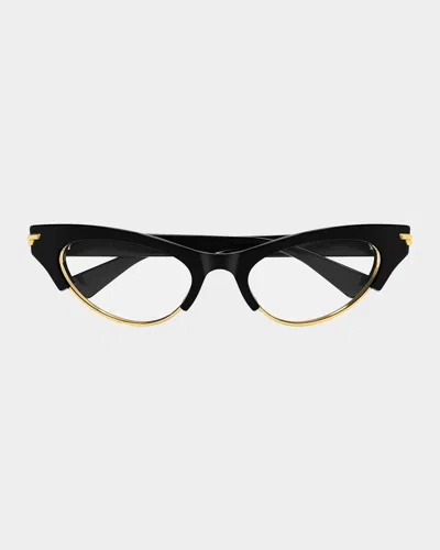 Bottega Veneta Bold Ribbon 52mm Cat-eye Sunglasses In Black