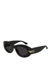 Bottega Veneta Black Mitre Oval Sunglasses In Black