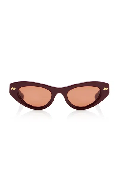 Bottega Veneta Bold Ribbon Stud Acetate Sunglasses In Burgundy