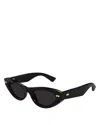 Bottega Veneta Bv1350s Linea Ribbon 001 Black Grey Sunglasses In Black