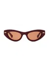 Bottega Veneta Bold Ribbon Stud Sunglasses In Burgundy & Brown