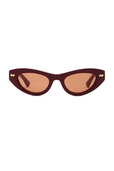 Bottega Veneta Bold Ribbon Stud Sunglasses In Burgundy & Brown