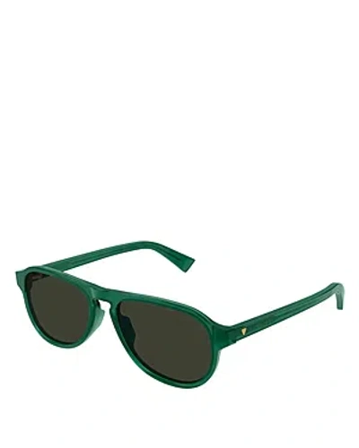 Bottega Veneta Bold Triangle Stud Pilot Sunglasses, 55mm In Green