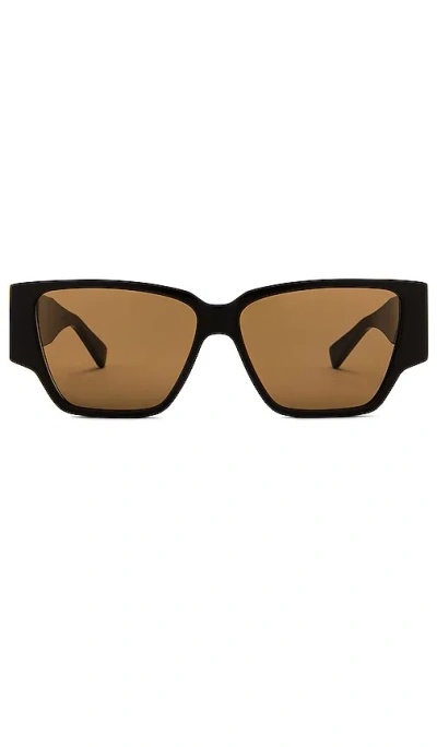 Bottega Veneta Brown Bold Triangle Stud Squared Sunglasses In 003 Brown