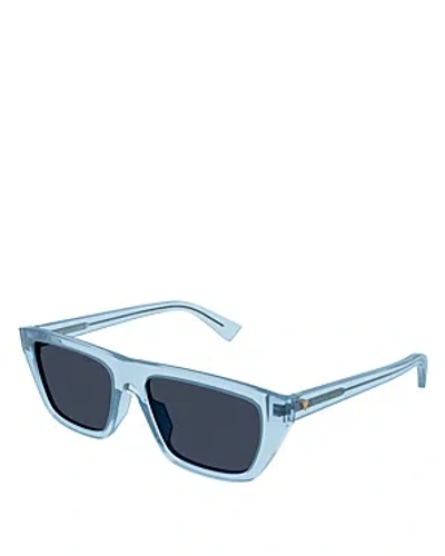 Bottega Veneta Bold Triangle Stud Squared Sunglasses, 54mm In Blue/blue Solid