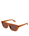 Bottega Veneta Bold Triangle Stud Squared Sunglasses, 54mm In Orange/brown Solid