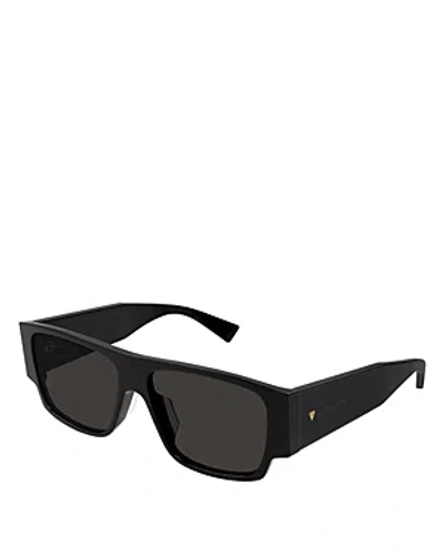 Bottega Veneta Bold Triangle Stud Squared Sunglasses, 57mm In Black