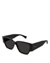 Bottega Veneta Black Bold Triangle Stud Squared Sunglasses In Black/gray Solid