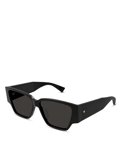 Bottega Veneta Black Bold Triangle Stud Squared Sunglasses