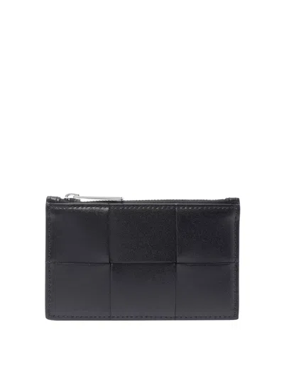 Bottega Veneta Zippered Card Case In Black