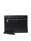 Bottega Veneta Medium Intrecciato Leather Clutch Bag In Black