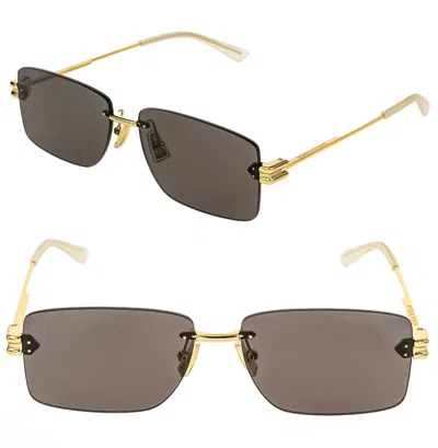 Pre-owned Bottega Veneta Bolt Bv1126s Gold Black Unisex Metal Slim Sunglasses 1126 002 In Gray