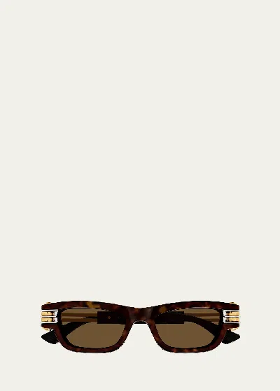 BOTTEGA VENETA BOLT HAVANA PLASTIC RECTANGLE SUNGLASSES