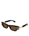 Bottega Veneta Bolt Rectangular Injection Sunglasses, 50mm In Brown