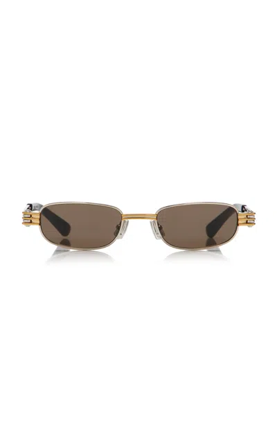 Bottega Veneta Bolt Square-frame Metal Sunglasses In Brown
