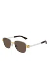 Bottega Veneta Rectangle Metal Sunglasses In Silver