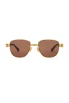 Bottega Veneta Bolt Sunglasses In Gold & Brown
