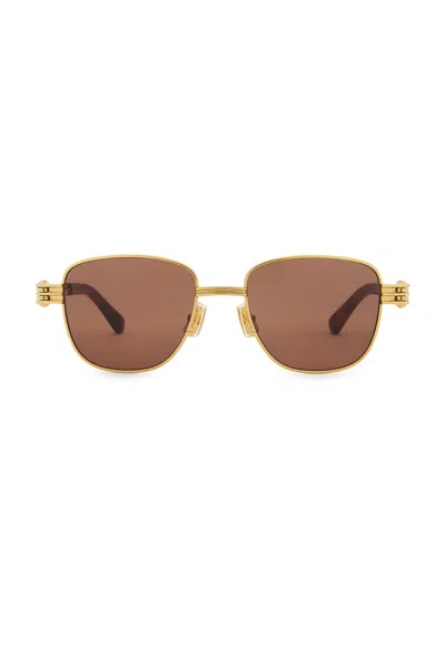 Bottega Veneta Bolt Sunglasses In Gold & Brown