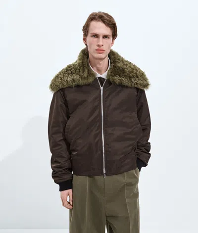 Bottega Veneta Padded Nylon Bomber In Brown