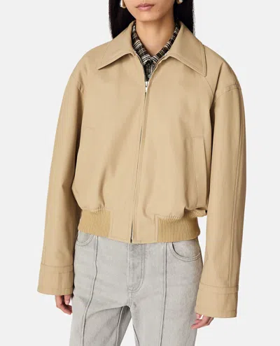 Bottega Veneta Bomber Jacket With Intreccio Collar In Beige