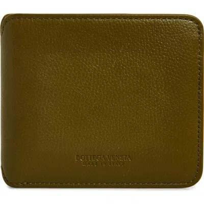Bottega Veneta Booster Pebble Leather Bifold Wallet In Olive Oil/space/fond