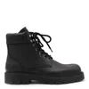 Bottega Veneta Black Grained Calf Leather Haddock Lace Up Ankle Boots In Black