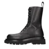 Bottega Veneta Lug Leather Combat Boots In Nero Neri E Grigi