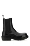Bottega Veneta Polished Finish Black Ankle Boots With Elastic Side Panels