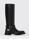 Bottega Veneta Knee High Boot Braided Strap Detail In Black