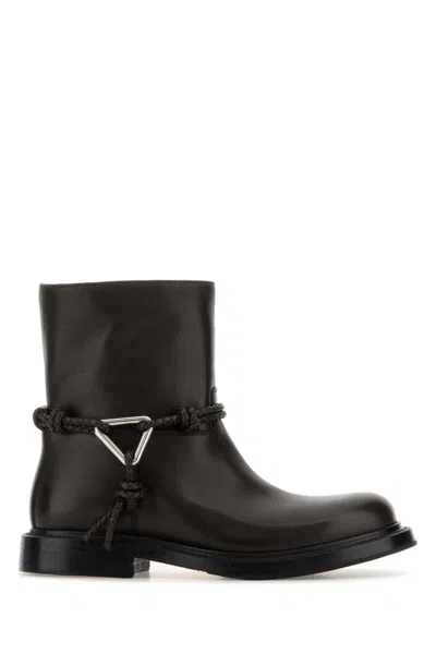 Bottega Veneta Leather Ankle Boots Featuring Decorative Hardware In Brown