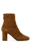Bottega Veneta Atomic Intrecciato Suede Ankle Boots In Brown