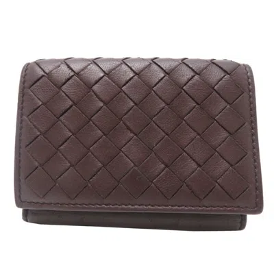 Pre-owned Bottega Veneta Bordeaux Brown Brown Leather Wallet (tri-fold) ()