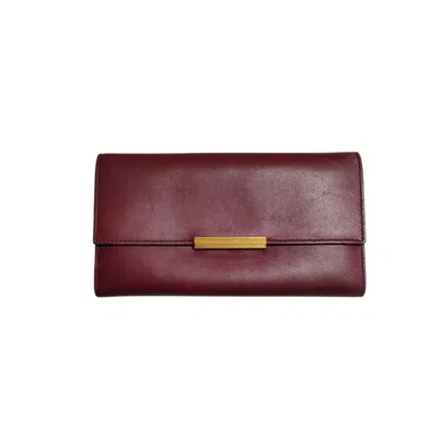 Pre-owned Bottega Veneta Bordeaux Leather Long Wallet (tri-fold) () In Burgundy