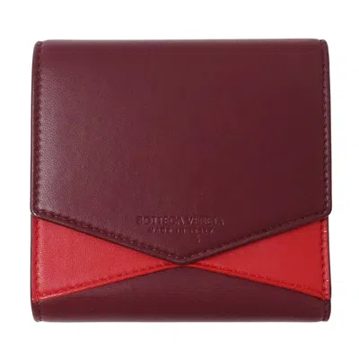 Pre-owned Bottega Veneta Bordeaux Red Color Leather Wallet (bi-fold) () In Burgundy