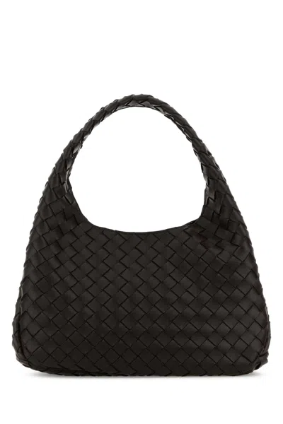 Bottega Veneta Small Leather Intrecciato Campana Shoulder Bag In Black