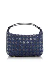 Bottega Veneta Mini Wallace Intrecciato Leather And Denim Shoulder Bag In Abyss/indigo