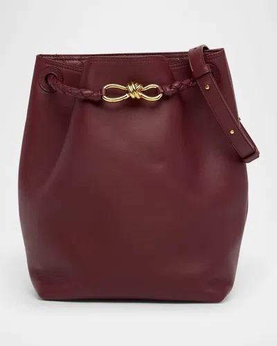 Bottega Veneta Andiamo Medium Leather Bucket Bag In Burgundy