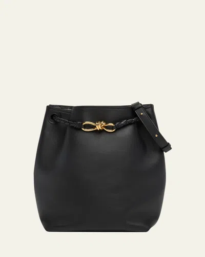 Bottega Veneta Borsa Leather Shoulder Bag In Black