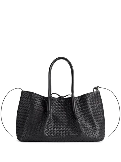 Bottega Veneta Pinacoteca Medium Reversible Tote Bag In Intrecciato Silky Leather In Black