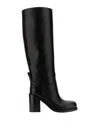 Bottega Veneta Leather High Shaft Block Heel Boots In Negro