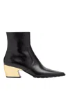 Bottega Veneta Leather Tokyo Western Booties With Metal Heel 5cm In Negro