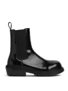 Bottega Veneta Polished Finish Black Ankle Boots With Elastic Side Panels In Black