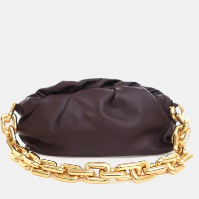 Pre-owned Bottega Veneta Bottega Venata Large Calfskin The Chain Pouch In Purple