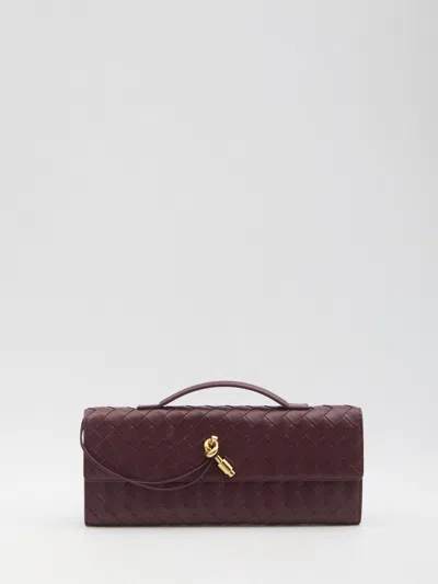 Bottega Veneta Andiamo Intrecciato Leather Clutch In Brown